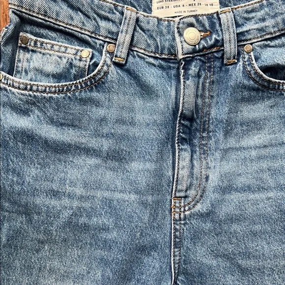 Stradivarius Classic Blue Straight Leg Jeans • High-Waisted - Picture 7 of 7